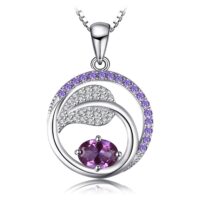 Round Sapphire Silver Pendant - IDiamond