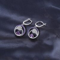 Round Sapphire Silver Earrings - IDiamond