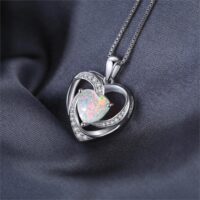 Heart Opal Silver Necklace - IDiamond