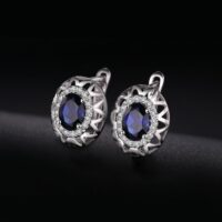 Oval Sapphire Silver Earrings - IDiamond