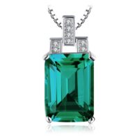 Square Emerald Silver Pendant - IDiamond