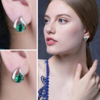Drop Emerald Silver Earrings - IDiamond
