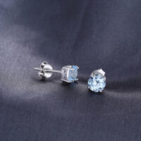 Round Topaz Silver Earrings - IDiamond