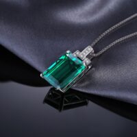 Square Emerald Silver Pendant - IDiamond