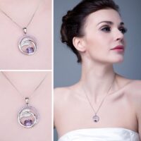 Round Sapphire Silver Pendant - IDiamond