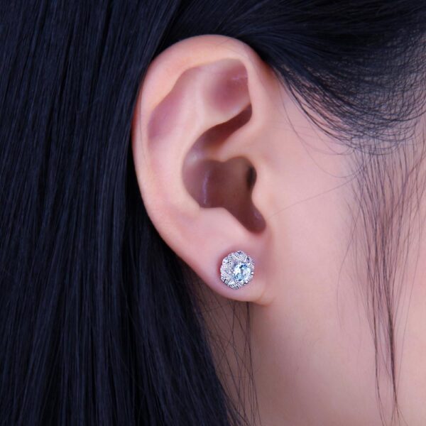 Round Topaz Silver Earrings - IDiamond