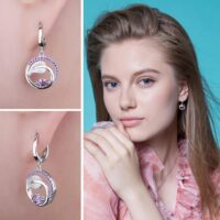Round Sapphire Silver Earrings - IDiamond