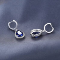 Drop Sapphire Silver Earrings - IDiamond