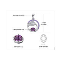 Round Sapphire Silver Pendant - IDiamond