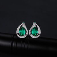 Drop Emerald Silver Earrings - IDiamond