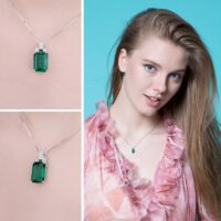 Square Emerald Silver Pendant - IDiamond