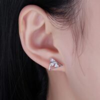 Triangle Bow Cubic Zirconia Silver Earrings - IDiamond