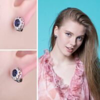 Oval Sapphire Silver Earrings - IDiamond