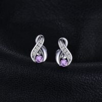 Node Amethyst Silver Earrings - IDiamond