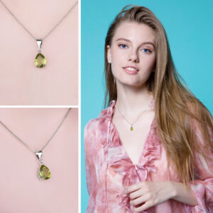 Drop Peridot Silver Pendant - IDiamond