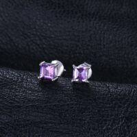 Square Amethyst Silver Earrings - IDiamond