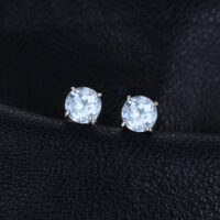 Round Topaz Silver Earrings - IDiamond