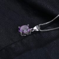 Oval Amethyst Silver Pendant - IDiamond