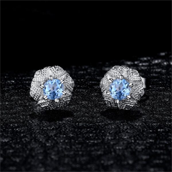 Round Topaz Silver Earrings - IDiamond