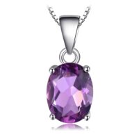 Oval Amethyst Silver Pendant - IDiamond