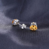 Oval Citrine Silver Earrings - IDiamond