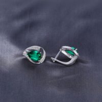 Drop Emerald Silver Earrings - IDiamond