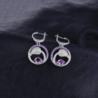 Round Sapphire Silver Earrings - IDiamond