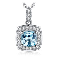 Square Topaz Silver Pendant - IDiamond