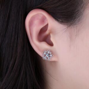 Flower Cubic Zirconia Silver Earrings - IDiamond