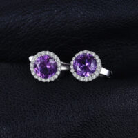 Round Sapphire Silver Earrings - IDiamond