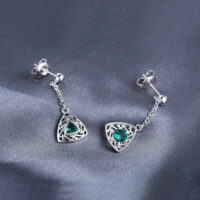 Triangle Emerald Silver Earrings - IDiamond
