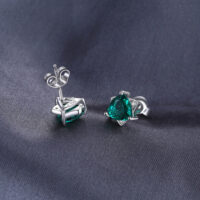 Triangle Emerald Silver Earrings - IDiamond