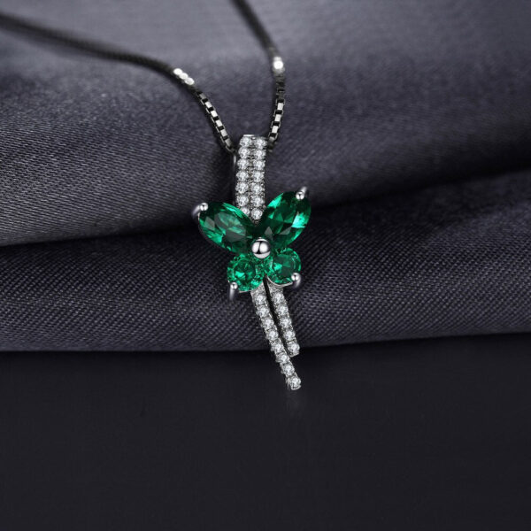 Butterfly Emerald Silver Pendant - IDiamond