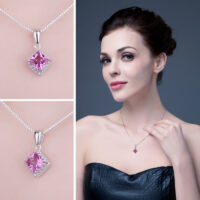 Square Sapphire Silver Pendant - IDiamond