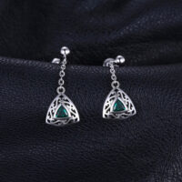 Triangle Emerald Silver Earrings - IDiamond