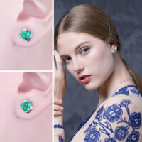 Triangle Emerald Silver Earrings - IDiamond