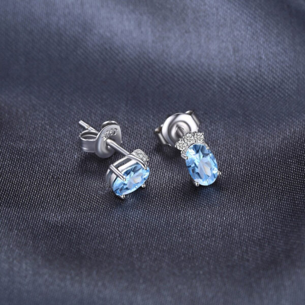Oval Topaz Silver Earrings - IDiamond
