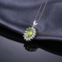 Oval Peridot Silver Pendant - IDiamond