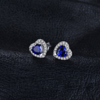 Heart Sapphire Silver Earrings - IDiamond