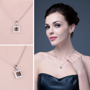 Square Quartz Silver Pendant - IDiamond