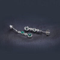 Pendant Emerald Silver Earrings - IDiamond