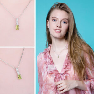 Square Peridot Silver Pendant - IDiamond