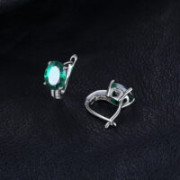 Oval Emerald Silver Earrings - IDiamond