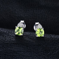 Square Peridot Silver Earring - IDiamond