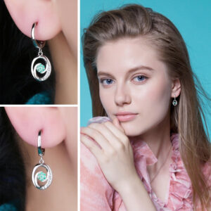Round Emerald Silver Earrings - IDiamond