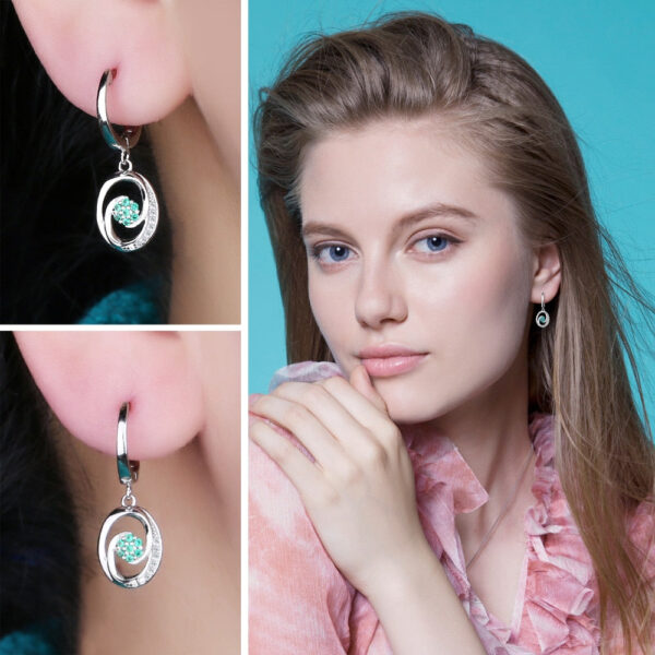 Round Emerald Silver Earrings - IDiamond