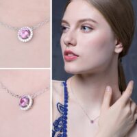 Round Sapphire Silver Necklace - IDiamond