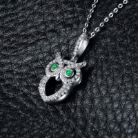 Owl Emerald Silver Pendant - IDiamond