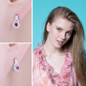 Round Ruby Silver Earrings - IDiamond