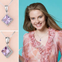 Square Sapphires Silver Pendant - IDiamond